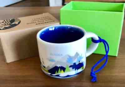 Starbucks Alaska AK Ornament You Are Here YAH 2oz Christmas Espresso Mug NEW NWT - Sold on eBay May, 19th 2019 for $17.95