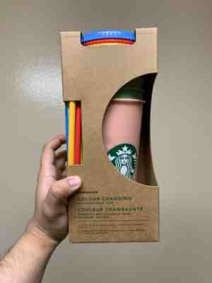 Starbucks Color Changing Reusable Cold Cup Collection Pack of 5 Lids Straws 24oz - Sold on eBay May, 22nd 2019 for $74.00