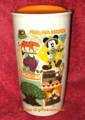 STARBUCKS DISNEY ANIMAL KINGDOM MICKEY CERAMIC TUMBLER TRAVEL COFFEE MUG NEW - Sold on eBay May, 15th 2019 for $39.99