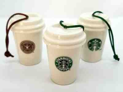 Starbucks Ornament Lot of 3 Travel Mug Vintage Replica 2011 1992 1971 Ceramic - Sold on eBay May, 20th 2019 for $22.95