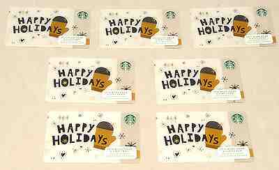 STARBUCKS - 2015 HOLIDAYS GIFT CARDS *HAPPY HOLIDAYS - Mittens NO VALUE SET of 7 - Sold on eBay May, 22nd 2019 for $6.99