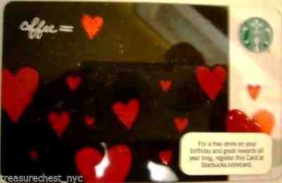 10 cards...2011 NEW Mint Starbucks HEARTS LOVE COFFEE BLACK & RED - Sold on eBay May, 22nd 2019 for $11.95