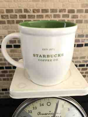 Starbucks 2007 Abbey White with Green interior & letters Barista Coffee Mug 18oz - Sold on eBay May, 22nd 2019 for $10.00