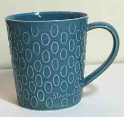 2010 Starbucks Coffee Mug Teal Blue Raised Oval Design House Stockholm 14oz - Sold on eBay May, 22nd 2019 for $9.99