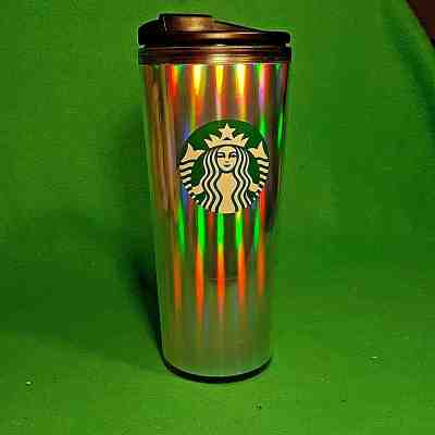 NEW Starbucks 2018 Iridescent Rainbow Twist Top 16 oz Hot Cold Tumbler Mug - Sold on eBay May, 19th 2019 for $15.00