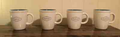 STARBUCKS MUG SET OF 4 FOUR 2006 RARE COLOR White Blue Logo Blue Inside Abbey - Sold on eBay May, 22nd 2019 for $25.00