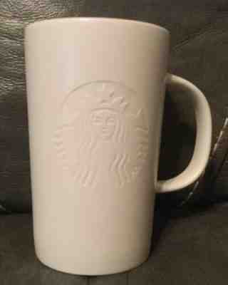 Starbucks 2014 Coffee EMBOSSED MERMAID Mug - Matte White Tall 12 oz Latte Cup - Sold on eBay May, 21st 2019 for $14.95