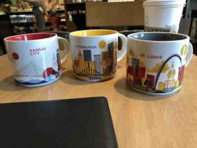 Starbucks you Are Here Coffee Mug Cup 14 Oz 2015 Pittsburgh / St.Louis / Kansas - Sold on eBay May, 17th 2019 for $20.00