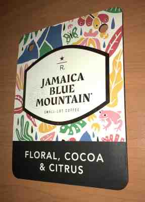 Rare Starbucks Display Sign From A Store: Jamaica Blue Mountain Small Lot Coffee - Sold on eBay May, 21st 2019 for $25.00