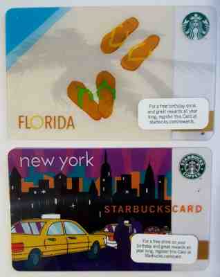 4 STARBUCKS DISCONTINUED City Cards - 2010 NY Taxi, Florida, Chicago, New York - Sold on eBay May, 20th 2019 for $10.00