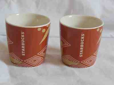 2 Starbucks 2013 Ethiopia Geometric Demi Espresso  3 oz Shot Glass Cup EUC - Sold on eBay May, 21st 2019 for $13.99