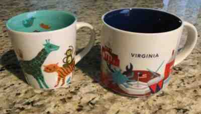 STARBUCKS 2013 VIRGINIA YOU ARE HERE MUG + Starbucks Kids Animal Cocoa Mug New - Sold on eBay May, 16th 2019 for $25.95