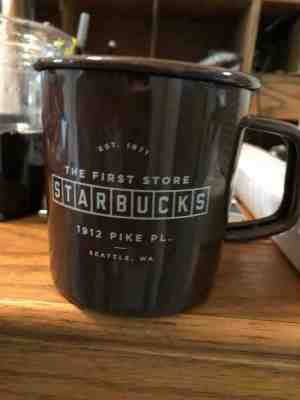 Starbucks The First Store 1912 Pike PL Brown Enamel Mug  - Sold on eBay Apr, 28th 2019 for $10.05
