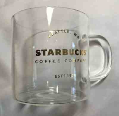 Starbucks 2015 Clear Glass Coffee Mug 18 Ounces Seattle, WA Est. 1871 - Sold on eBay May, 2nd 2019 for $7.00
