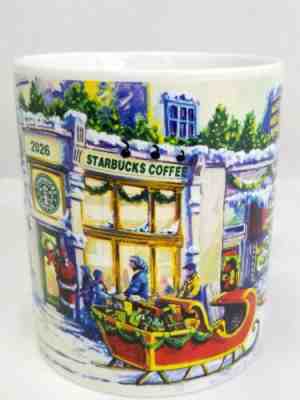 BIG Starbucks Barista Coffee Mug Cup Christmas Town Shopping Scene Santa 2001  - Sold on eBay May, 20th 2019 for $10.00