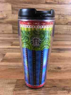 2004 Starbucks Barista Travel Coffee Mug 16oz Blue Green Red Decorative Stars - Sold on eBay May, 21st 2019 for $14.97