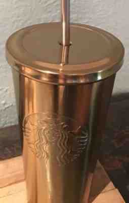 2014 Starbucks Grande Gold Tone Stainless Steel Tumbler Cup 16oz Siren Logo - Sold on eBay May, 22nd 2019 for $11.00