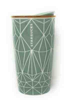 Starbucks 2017 Green Diamond Double Wall Ceramic Traveler Ceramic Tumbler 12 Fl  - Sold on eBay May, 22nd 2019 for $59.98