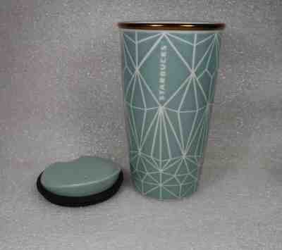 Starbucks Green Diamond Holiday Ceramic Double Wall Travel Cup 12oz 2017 - Sold on eBay May, 21st 2019 for $39.00