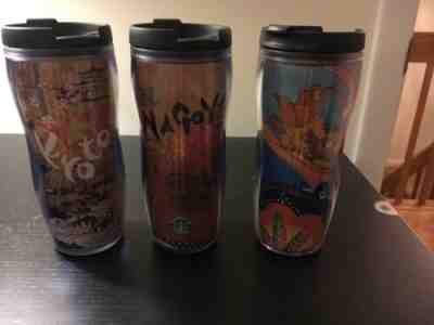 3 12 oz. Starbucks Japan Tumblers, Kyoto, Okinawa and Nagoya, New with vouchers. - Sold on eBay May, 17th 2019 for $12.00