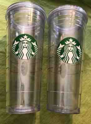 LOT OF 2 Starbucks Venti Clear Double Wall Cold/Iced Cup Tumbler 24 oz 2012 - Sold on eBay May, 23rd 2019 for $34.50