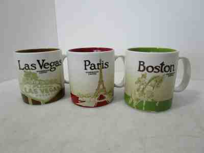 Lot Of 3 Starbucks 16oz Mugs Las Vegas Paris Boston Coffee Travel Cups  - Sold on eBay May, 20th 2019 for $45.00