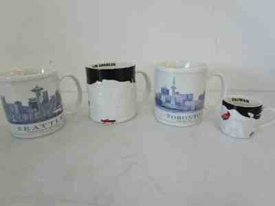 Lot of 4 Starbucks Collector's Mugs Seattle Toronto Taiwan Los Angeles - Sold on eBay May, 18th 2019 for $10.50
