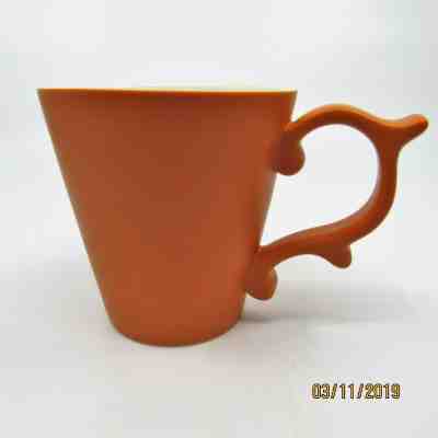 STARBUCKS TAZO TEA MUG 2012 Rococo Scroll Handle Burnt Orange Teavana Cup Matte  - Sold on eBay May, 23rd 2019 for $15.00