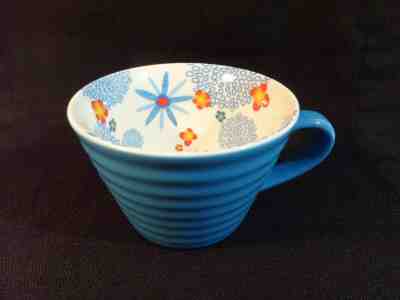 Starbucks Blue Ribbed Floral Flowers 2007 Coffee Mug Tea Cup 12 oz - Sold on eBay May, 23rd 2019 for $7.99