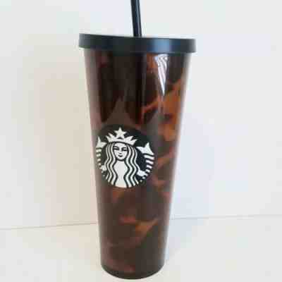 New Starbucks Tortoise Shell Acrylic Cold Cup Tumbler Venti 24 oz 2019 Reusable - Sold on eBay May, 23rd 2019 for $33.99