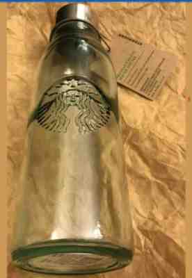 Starbucks 20oz Recycled Glass Water Bottle Stainless Steel Lid Made In Spain - Sold on eBay May, 23rd 2019 for $29.99