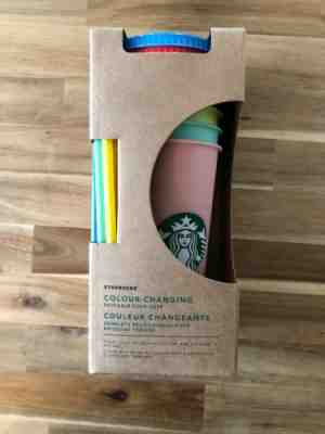 Starbucks Color Changing Reusable Cold Cup Collection Pack of 5 Lids Straws 24oz - Sold on eBay May, 23rd 2019 for $51.00