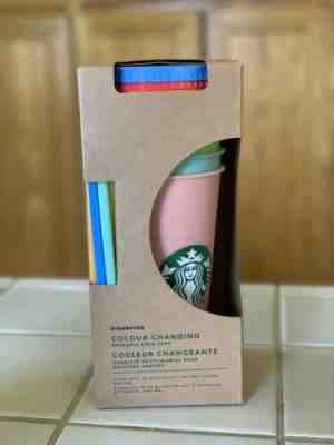 Starbucks COLOR CHANGING Reusable Cold Cup Collection Pack of 5 W/ Lids & Straws - Sold on eBay May, 23rd 2019 for $60.00