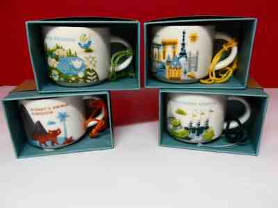 Disney World Parks Starbucks 2" Mug Ornaments Complete Set of 4 Parks NWT NIB - Sold on eBay Apr, 28th 2019 for $39.99