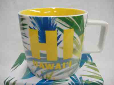 Starbucks HI Hawaii Collection Mug 2016 Yellow Green Blue Palm Fronds New in Box - Sold on eBay May, 19th 2019 for $24.99