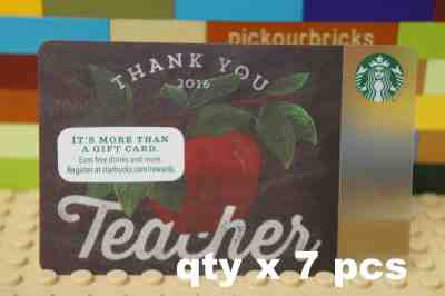 STARBUCKS 2016 THANK YOU TEACHER x7 Pcs Gift Cards $0 DOLLAR Collector's Item - Sold on eBay May, 15th 2019 for $3.88