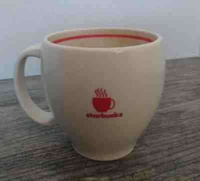 Starbucks 2004 Abbey Coffee Mug 14 Oz White Stoneware Cup Red Steaming Logo - Sold on eBay May, 20th 2019 for $14.99