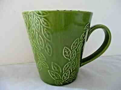 STARBUCKS Green White Coffee Mug Cup Leaf Embossed 2007 Stamped Excellent RARE - Sold on eBay May, 10th 2019 for $19.95
