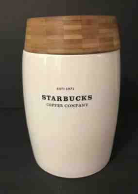 Starbucks Coffee Company 2009 Ceramic Canister Bamboo Lid Jar 48oz White 1.4L  - Sold on eBay May, 13th 2019 for $44.99