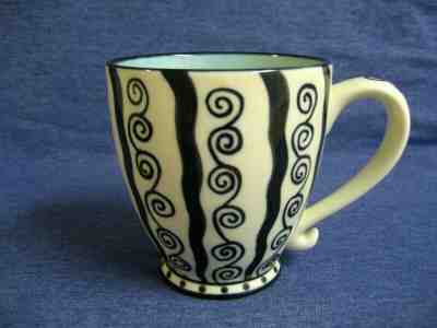 Starbucks Barista White/Black Footed Coffee Mug 16 oz Hand Painted 2002 - Sold on eBay Apr, 25th 2019 for $14.99