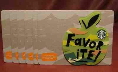 Lot of 4 Starbucks, 2017 Favorite! Teacher's Green Apple Die Cut Gift Cards New - Sold on eBay May, 23rd 2019 for $6.32
