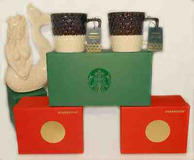 STARBUCKS - 2017 Anniversary - Blue & White SCALES CUPS / MUGS *SET of 2 *NEW - Sold on eBay May, 16th 2019 for $66.02
