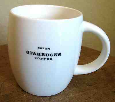 ESTD 1971 STARBUCKS COFFEE CO WHITE MUG WITH BLACK LETTERS - Sold on eBay May, 19th 2019 for $8.99