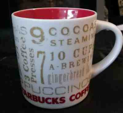 STARBUCKS 12 DAYS OF CHRISTMAS COFFEE MUG White Red Gold 2008 14oz L ike New - Sold on eBay May, 21st 2019 for $8.06