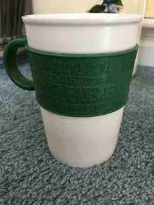 Starbucks 2008 White Mug with Green Silicone Rubber Band and Handle 12 fl.oz. - Sold on eBay May, 20th 2019 for $8.00