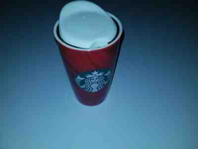 Starbucks Travel Mug 2014 12 oz with Lid Tumbler Christmas Red Ceramic Coffee - Sold on eBay May, 23rd 2019 for $12.99