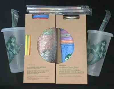 Starbucks 2019 COLOR CHANGING CUPS. Marble Hot Cups 2 Mermaid Cups 5 Pride Straw - Sold on eBay May, 23rd 2019 for $199.99
