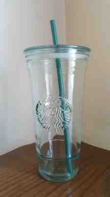Starbucks 20 Oz Recyled Green Glass With Lid & Straw Made Spain - Sold on eBay May, 19th 2019 for $75.00