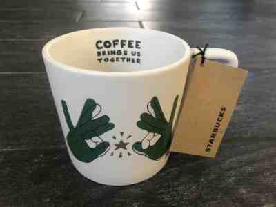 Starbucks Deaf ASL Signing Mug.. 12oz. Green Hand Gold Star ~ Rare!! - Sold on eBay May, 5th 2019 for $27.00