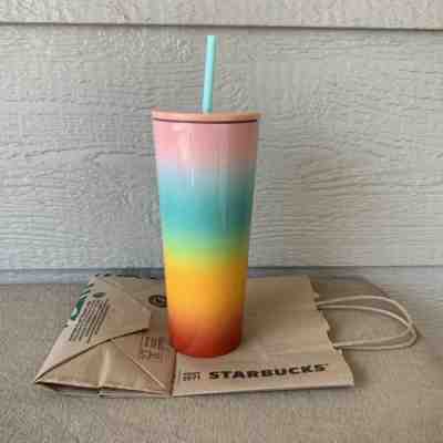Starbucks Cold Cup Rainbow Stainless Tumbler 24oz Summer 2019 VENTI NEW - Sold on eBay May, 23rd 2019 for $36.99